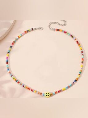 Smiley Bead Necklace - Colorful Seed Beads